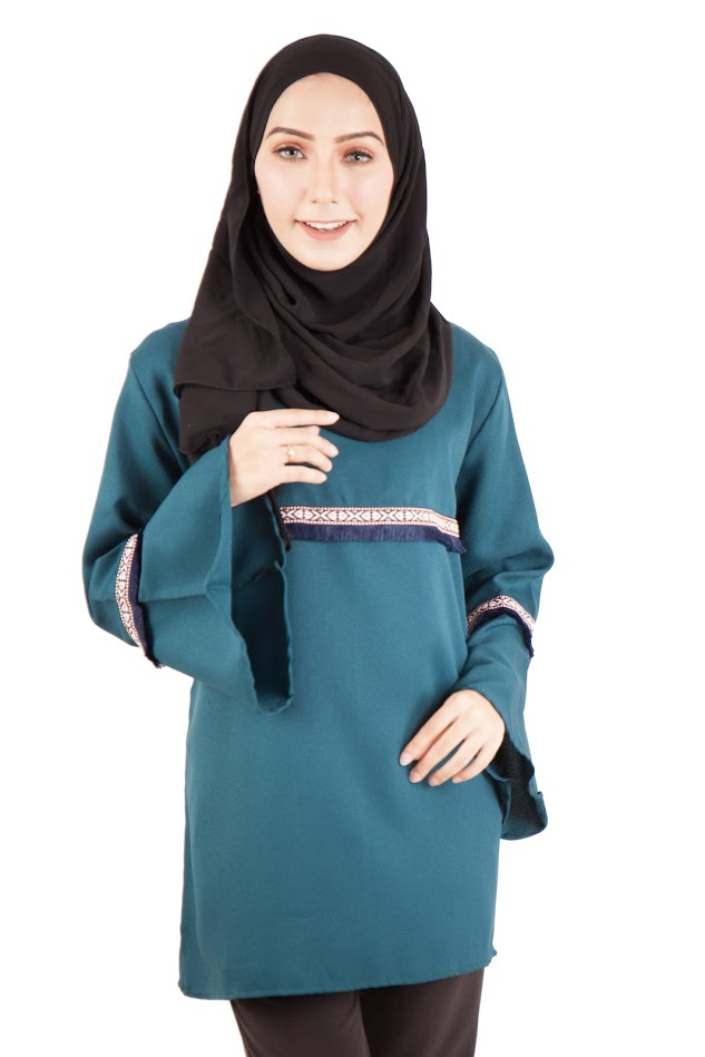 QA-397 Women Muslimah Blouse Ocean Green