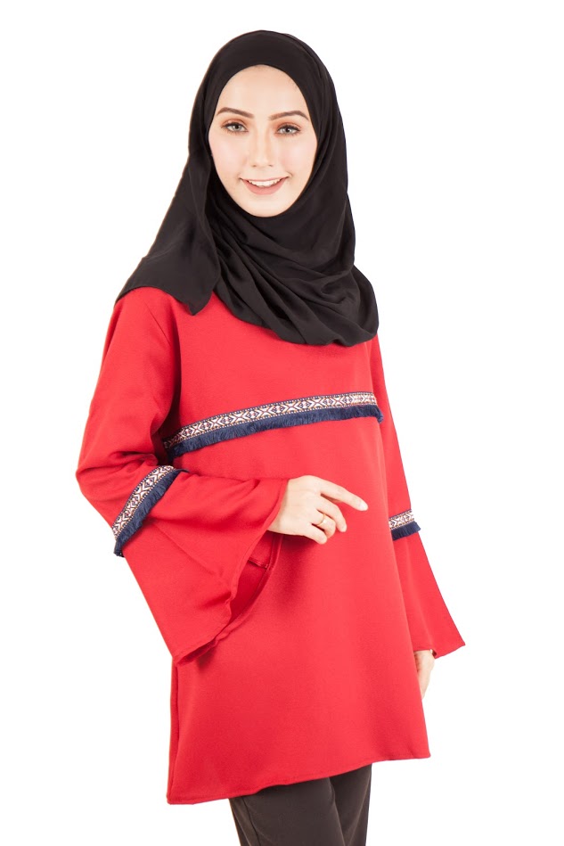 QA-397 Women Muslimah Blouse Red