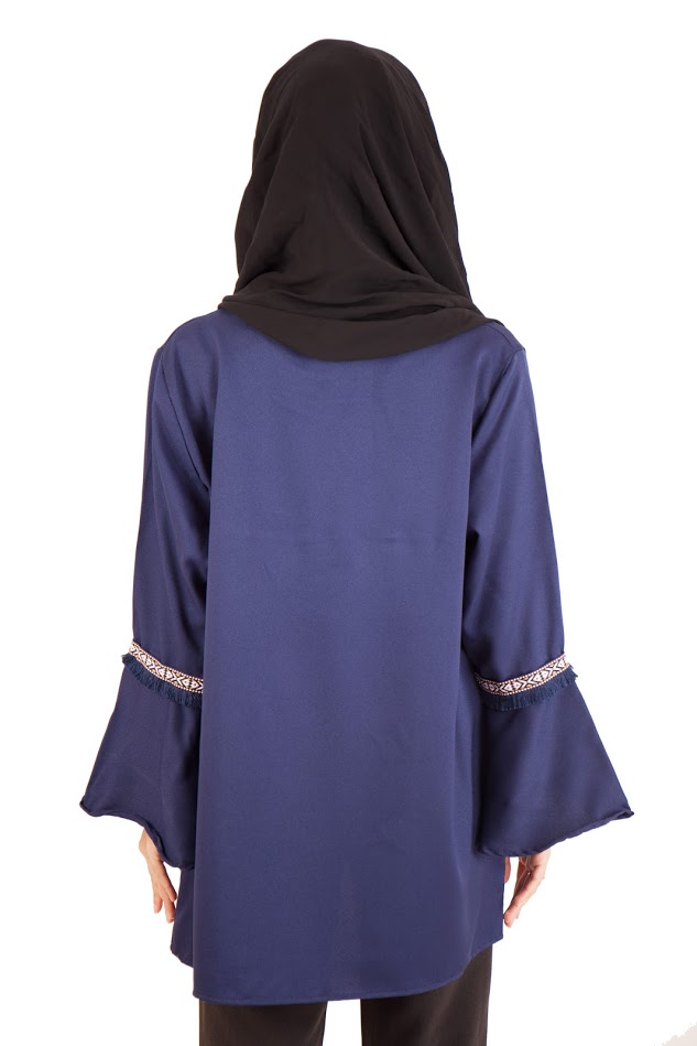 QA-397 Women Muslimah Blouse Navy Blue