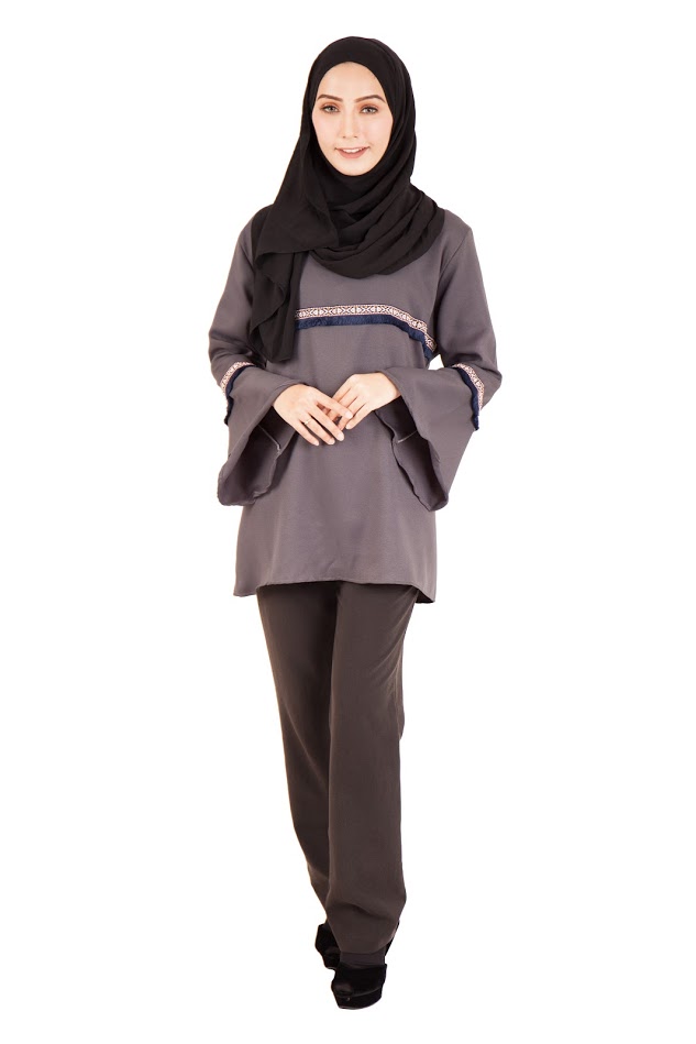 QA-397 Women Muslimah Blouse Brown