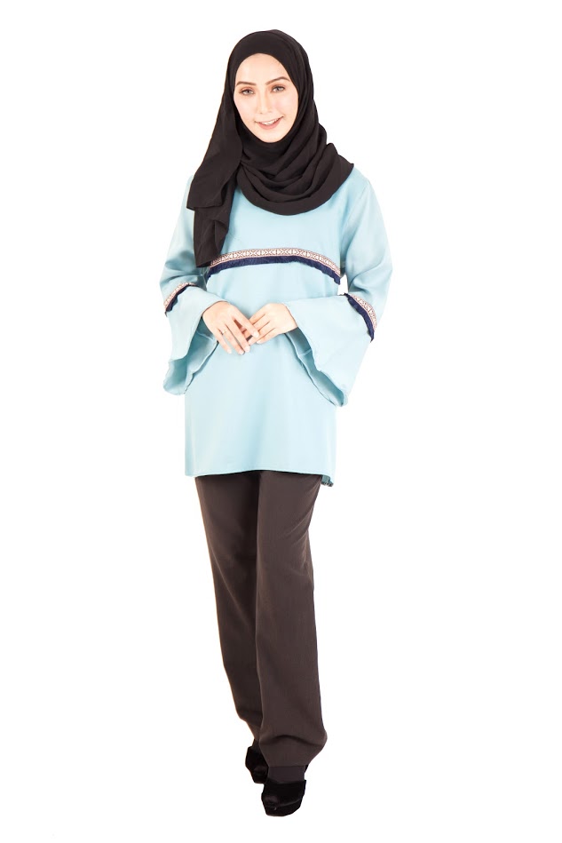 QA-397 Women Muslimah Blouse Dust Blue