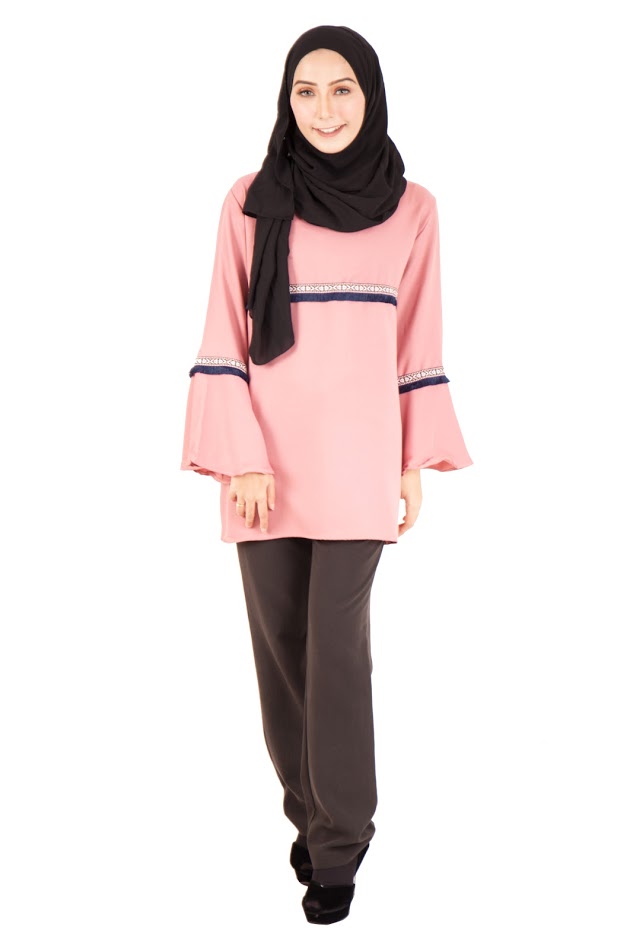 QA-397 Women Muslimah Blouse Dust Pink