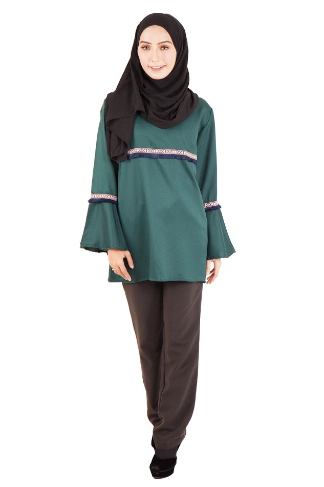 QA-397 Women Muslimah Blouse Green