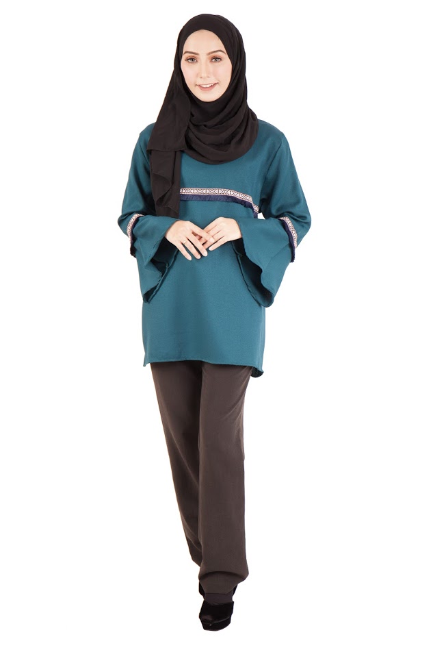 QA-397 Women Muslimah Blouse Ocean Green