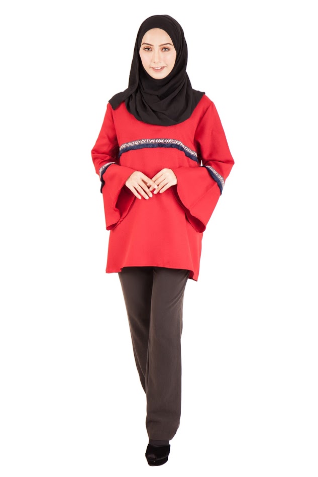 QA-397 Women Muslimah Blouse Red