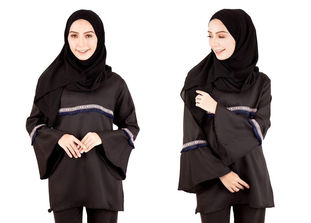 QA-397 Women Muslimah Blouse Black