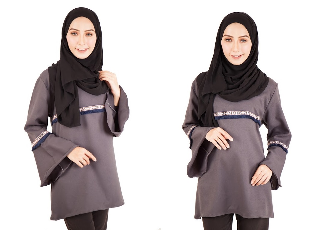 QA-397 Women Muslimah Blouse Brown