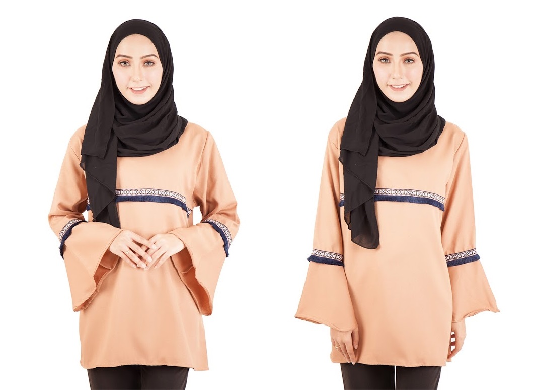 QA-397 Women Muslimah Blouse Cream