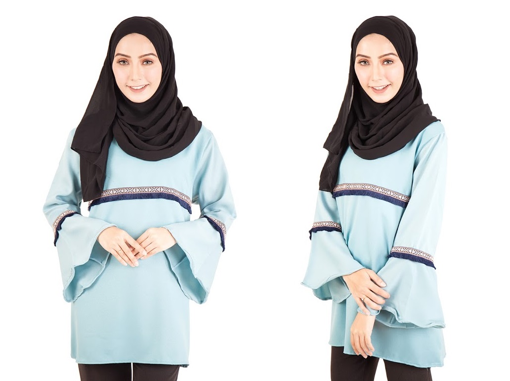 QA-397 Women Muslimah Blouse Dust Blue