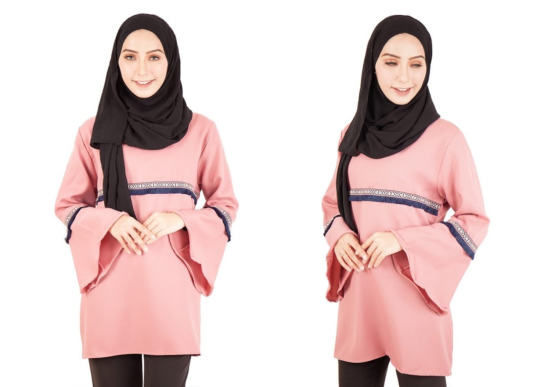 QA-397 Women Muslimah Blouse Dust Pink