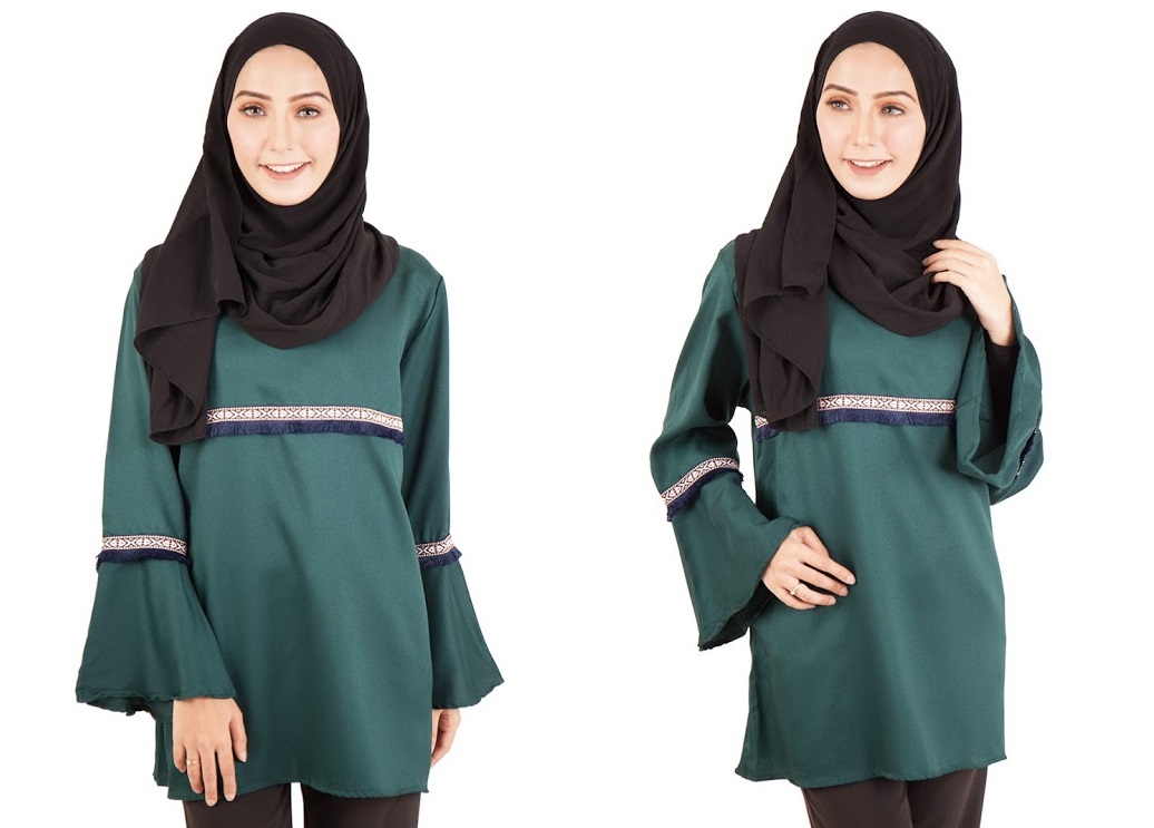 QA-397 Women Muslimah Blouse Green