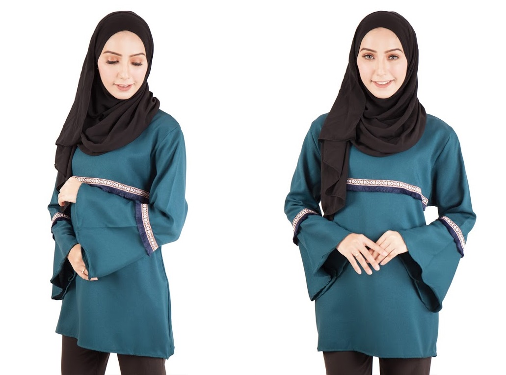 QA-397 Women Muslimah Blouse Ocean Green