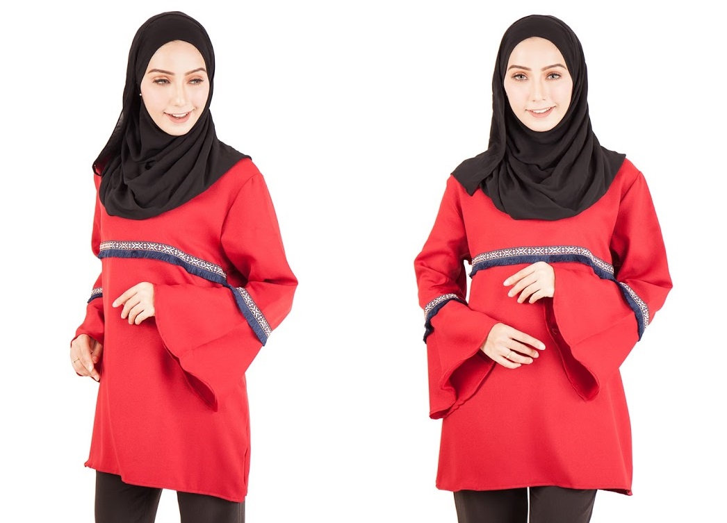 QA-397 Women Muslimah Blouse Red