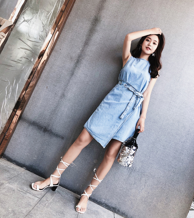 VW12250 Stylish Denim Dress Light Blue