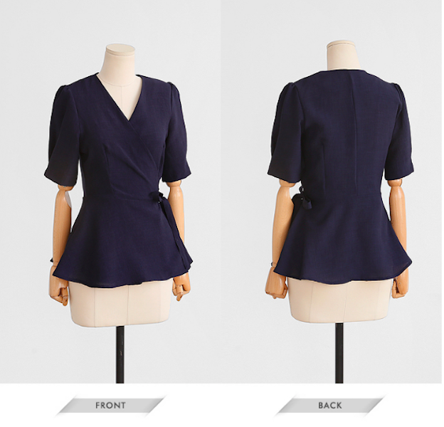 VW12267 Europe Wrap Blouse Dark Blue