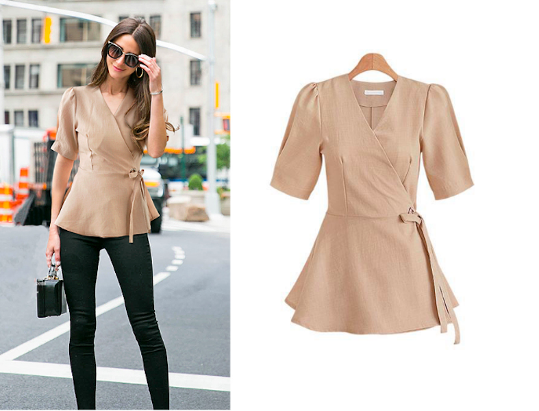 VW12267 Europe Wrap Blouse Khaki