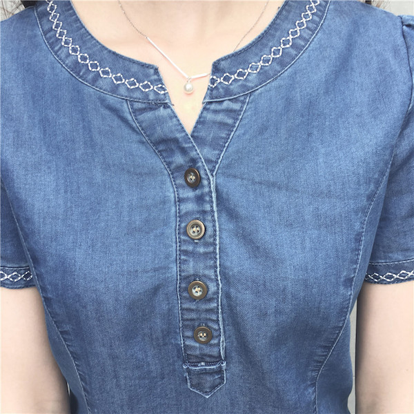 WD21434 Stylish Denim Dress Blue