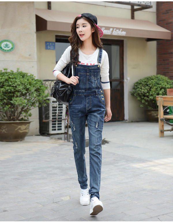 WP21438 Fashion Denim Jumpsuit Dark Blue