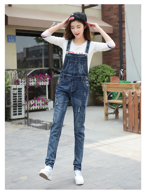 WP21438 Fashion Denim Jumpsuit Dark Blue