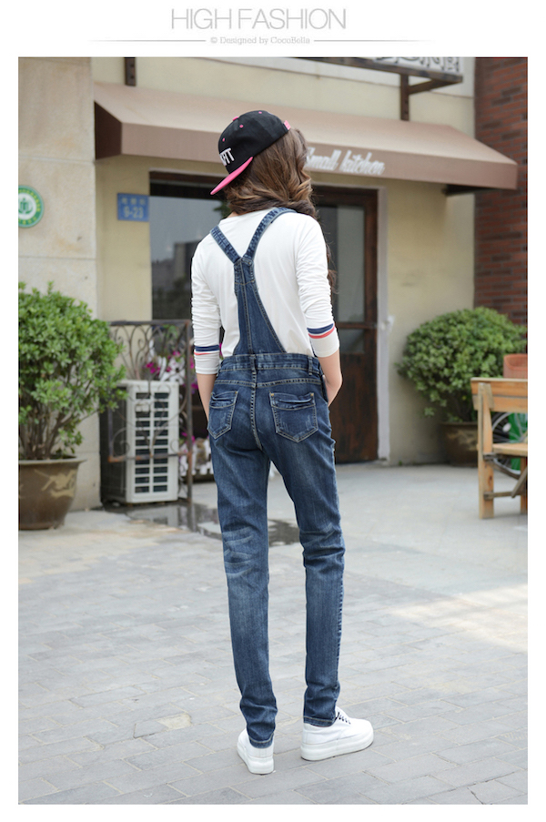 WP21438 Fashion Denim Jumpsuit Dark Blue