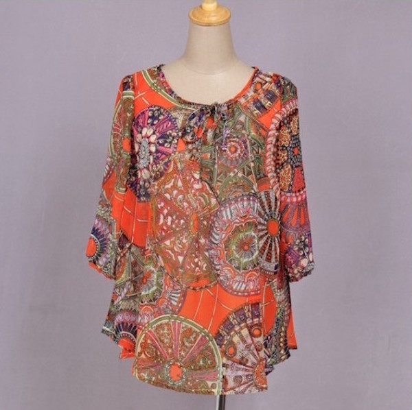 WT21448 Stylish Chiffon Top Orange