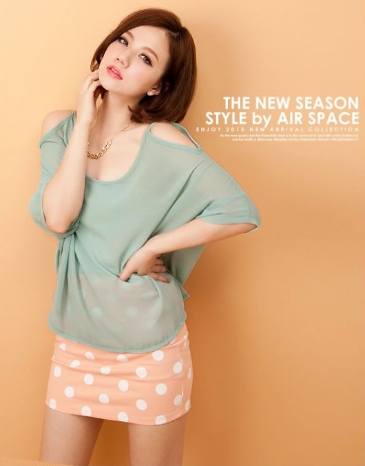 WT21463 Lovely Chiffon Top Light Blue