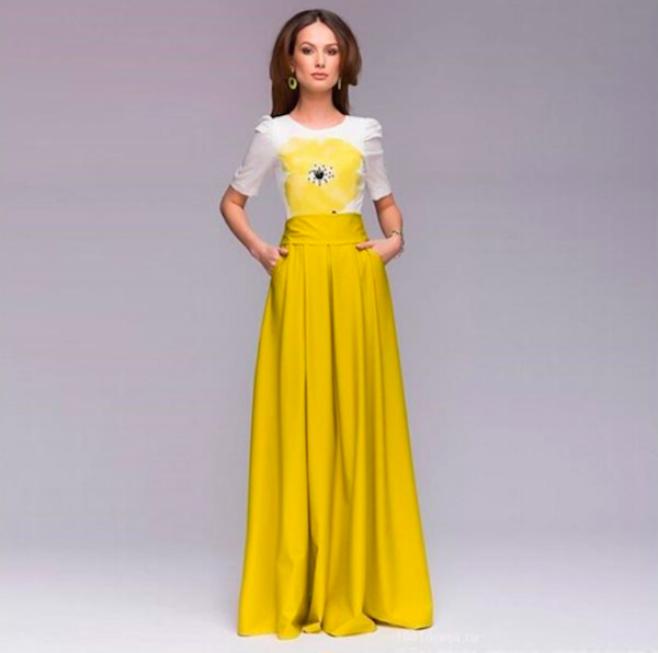 WD21501 Europe Elegant Dress Yellow