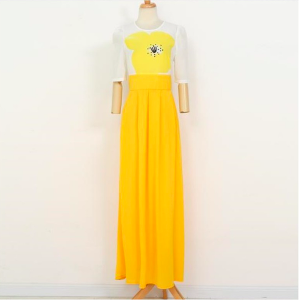 WD21501 Europe Elegant Dress Yellow