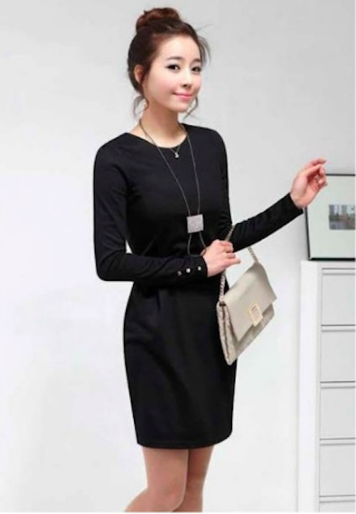 WD21509 Casual Design Dress Black