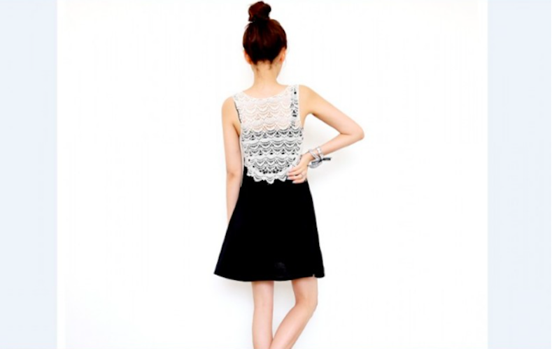 WD21518 Lace Back Sleeveless Dress Black