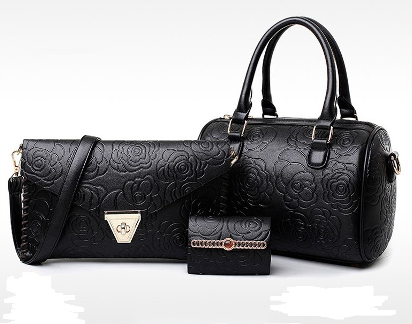 KW80315 Elegant 3 In 1 Women Bag Black