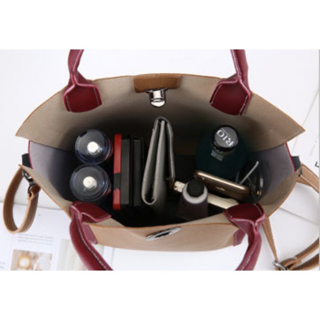 KW80327 Mix Color Shoulder Bag Brown