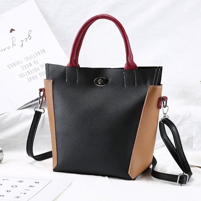 KW80327 Mix Color Shoulder Bag Black