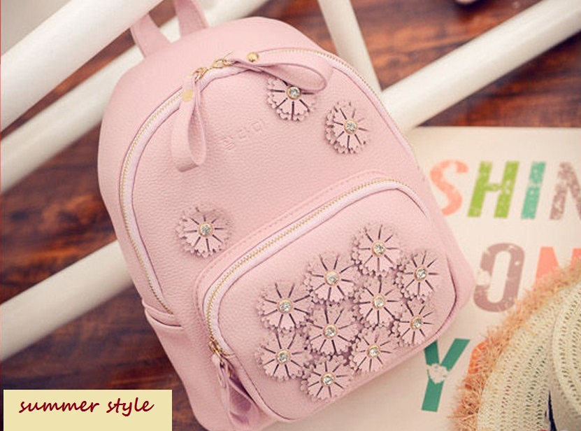 KW80341 Flowers Cute Backpack Light Pink