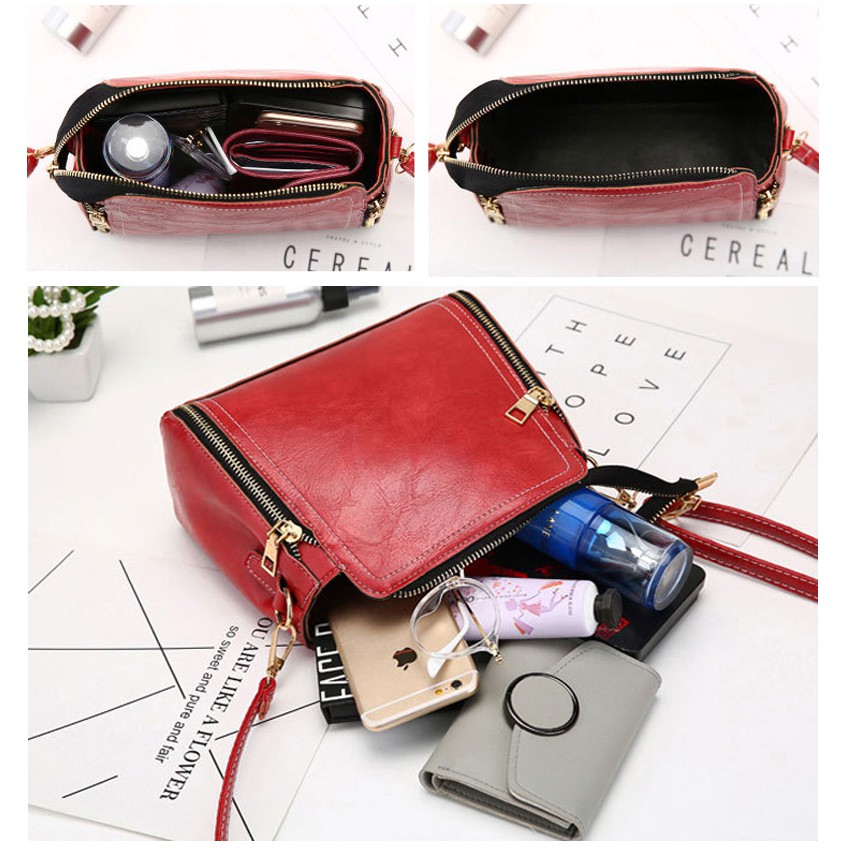 KW80344 Women Casual Sling Bag Wine Red