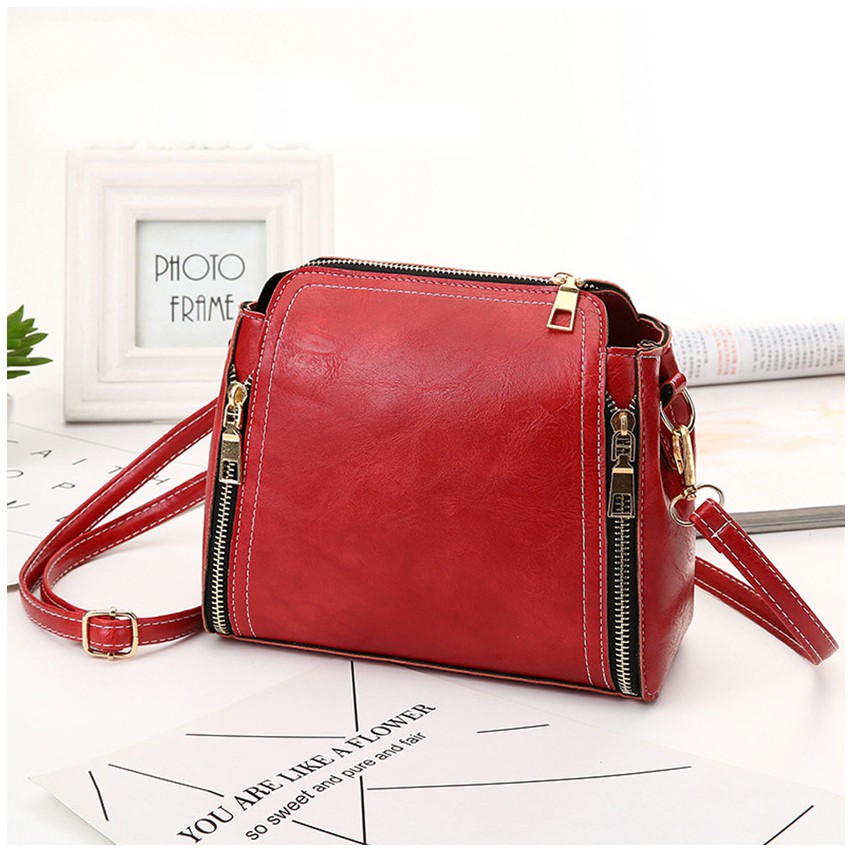 KW80344 Women Casual Sling Bag Wine Red