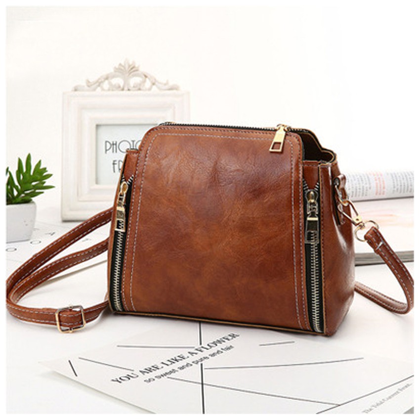 KW80344 Women Casual Sling Bag Dark Brown