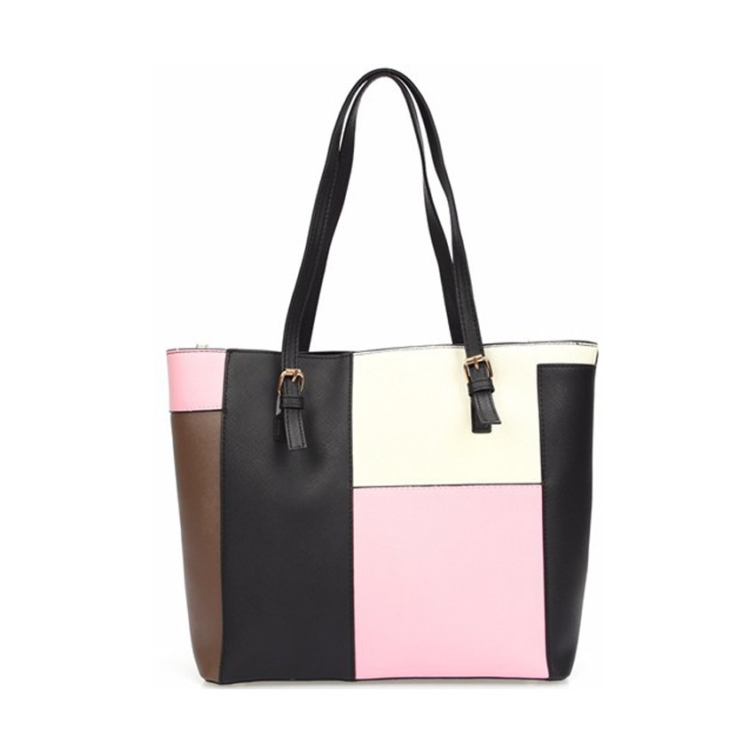 KW80346 Women Tricolor Tote Bag Light Pink