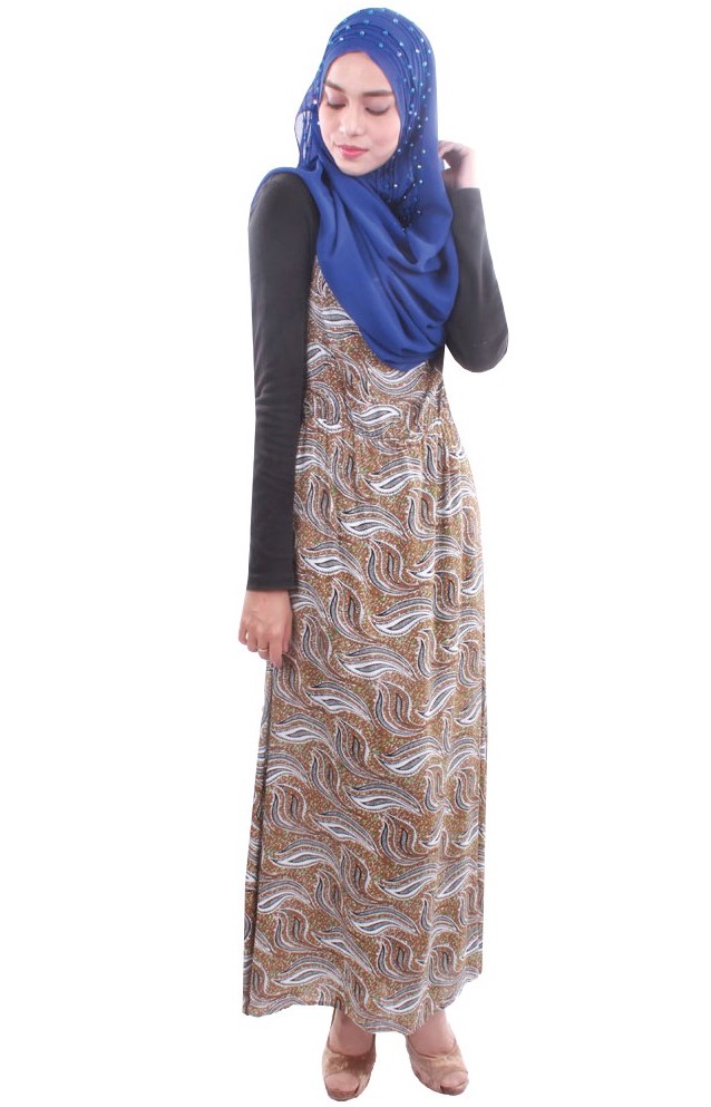 MH085 Trendy Sleeveless Jubah Brown