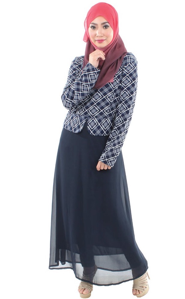 MH090 Charming Jubah Navy Blue