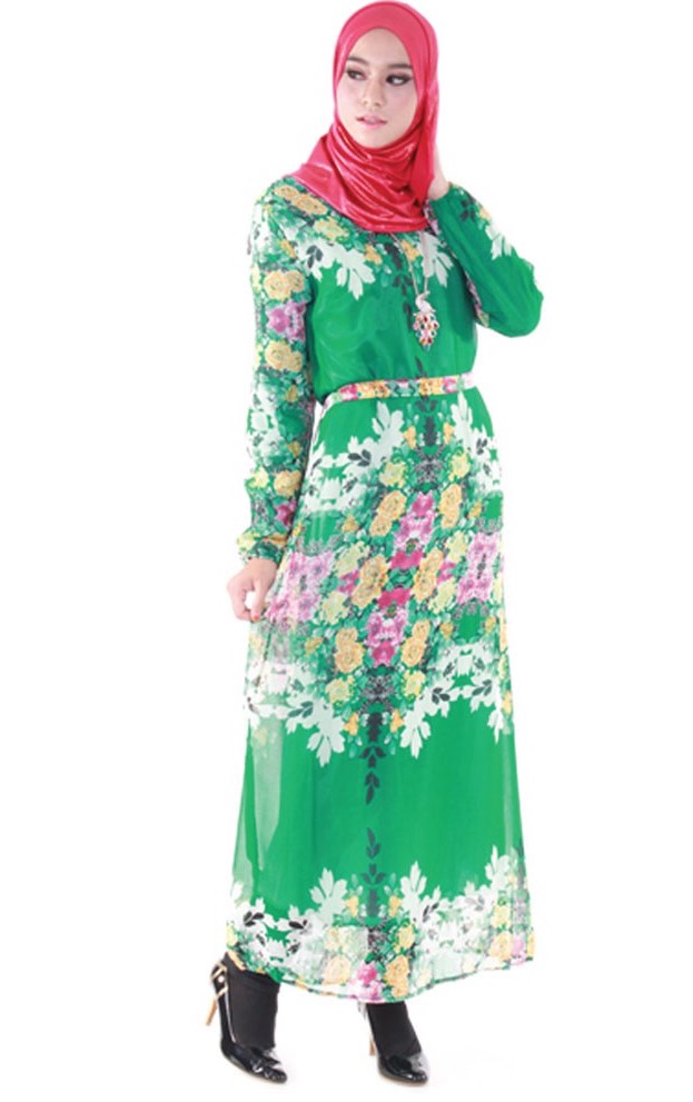 MH095 Floral Jubah Green