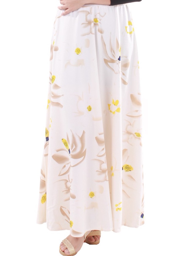 MH098 Floral Long Skirt White