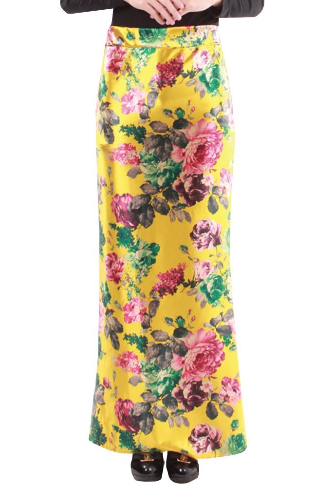 MH117 Floral Skirt Yellow