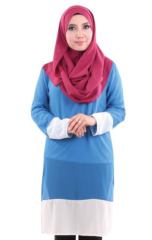 MH119 Fashion Long Blouse Blue