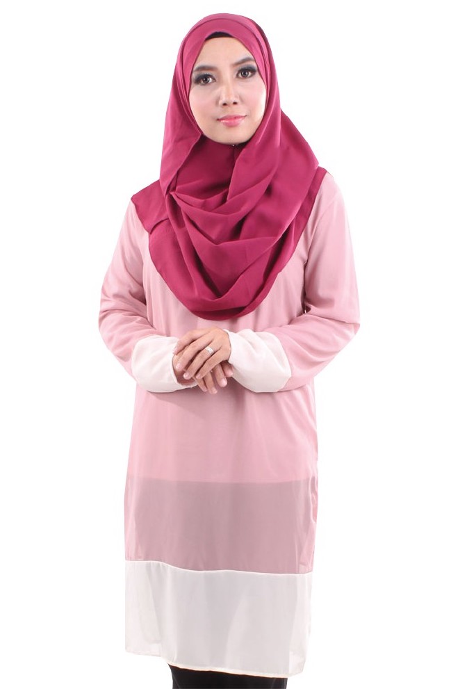 MH119 Fashion Long Blouse Soft Pink