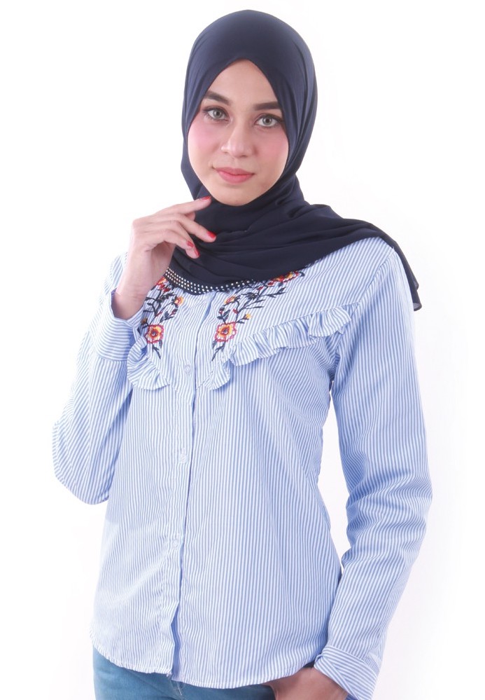 MH121 Stylish Blouse Soft Blue