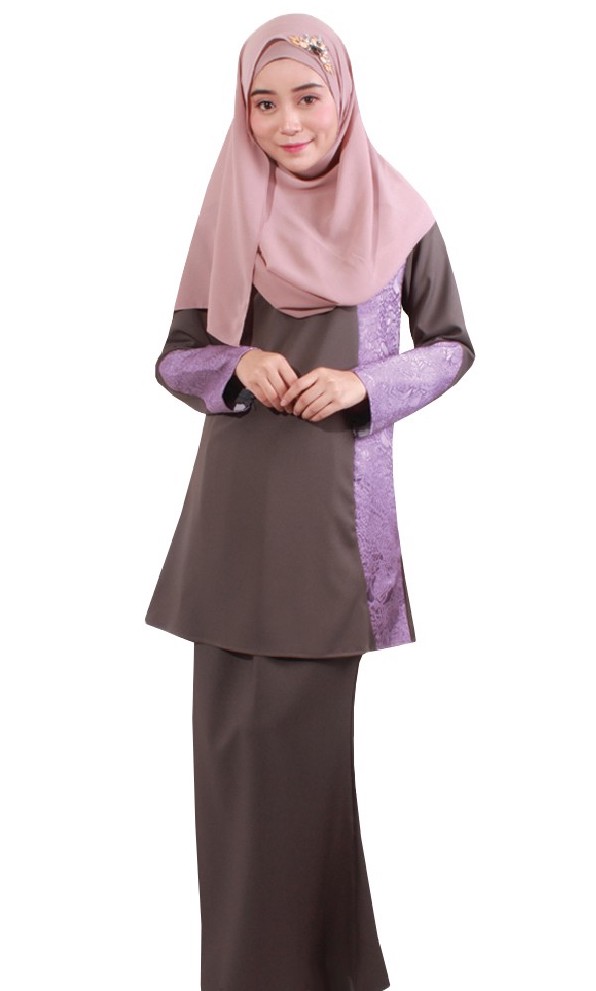 MH123 Charming Baju Kurung Dark Grey