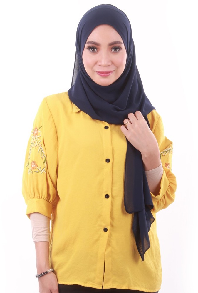 MH134 Embroidery Blouse Yellow