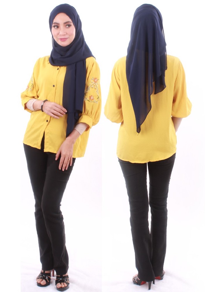 MH134 Embroidery Blouse Yellow