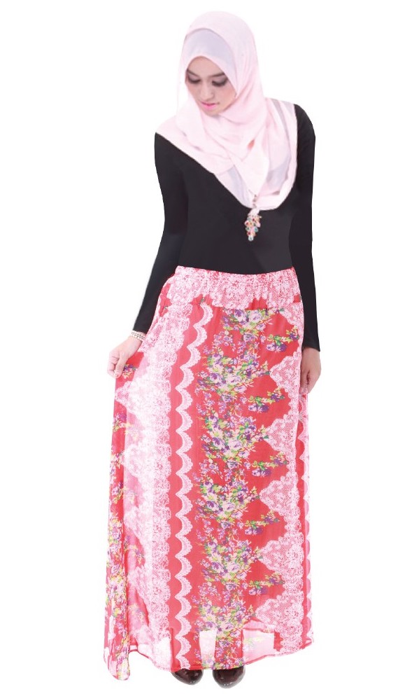 MH138 Floral Skirt Red